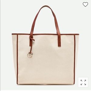 J Crew Canvas and Leather Tote Bag